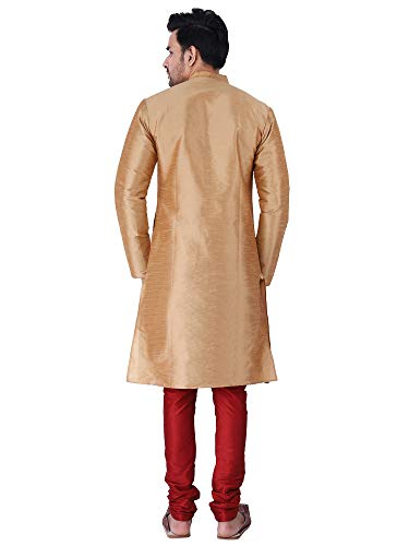 Image of HUZUR Men's Silk Solid Straight Long Kurta Pyjama Set| Ethnic Wear
