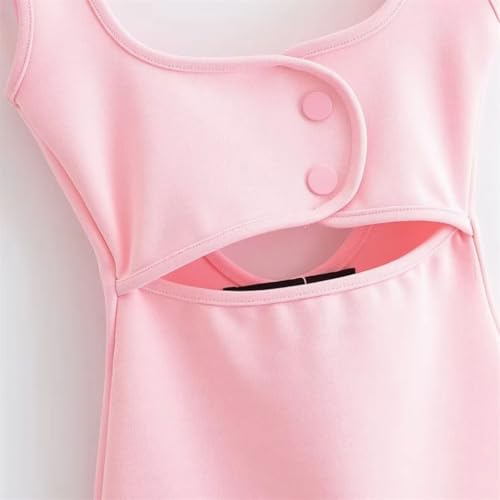 Women's Elastic Hollow Dress, Square Neck Sleeveless Suspender Casual Short Skirt4