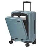 Genérico Equipaje de Mano Aprobado por aerolíneas con Ruedas, Maleta de Cabina Ligera de Carcasa rígida de policarbonato con Apertura Frontal y asa telescópica de aleación de Aluminio Blue