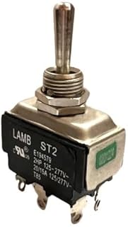 Lamb ST2 Toggle Switch, DPDT Maintained, Metal, 6-Pin, 20A 125VAC, 15A 277VAC, Panel Mount, ON/Off/ON Configuration, Silver Plated Contacts