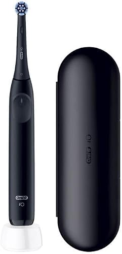 Oral-B iO 2 Black Electric Toothbrush for Adults, 3 Cleaning Modes, Gentle on Gums, Soft Brushing, Accessories, Replacement Oral B Brush, Charger, Travel Case - 4