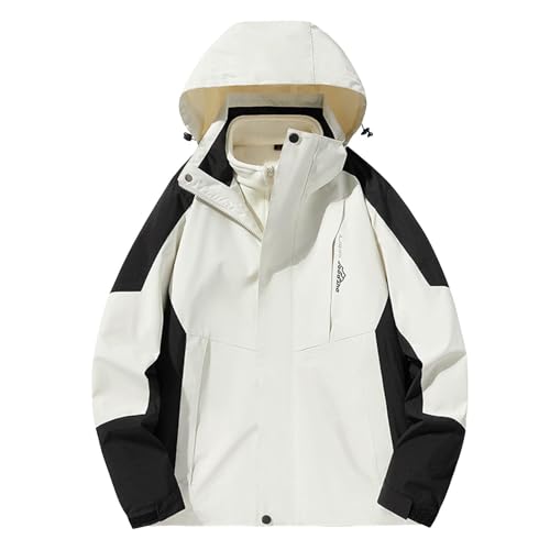 マウンテンパーカー メンズ 2点セット フリースジャケット 厚手 裏起毛 暖かい ウィンドブレーカー 防風 撥水 多機能 登山服 ゆったり 大きいサイズ カジュアル 冬服 無地 長袖 フード付き シンプル トップス パッチワーク オシャレ アウトドア 登山