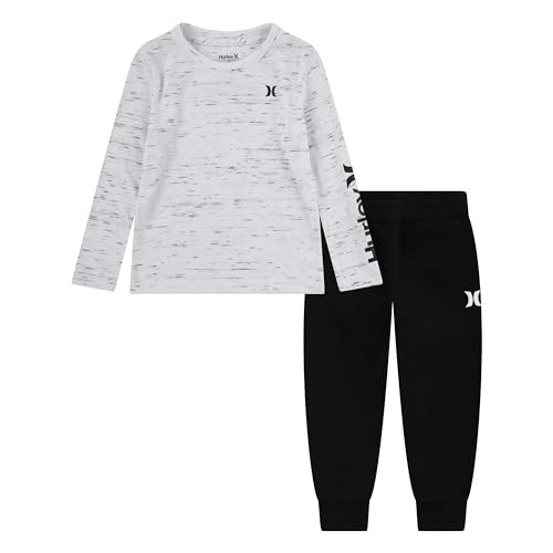 Image of Hurley boys Long Sleeve Soft Basic Cloud Slub T-shirt and Shorts 2-piece Outfit Set