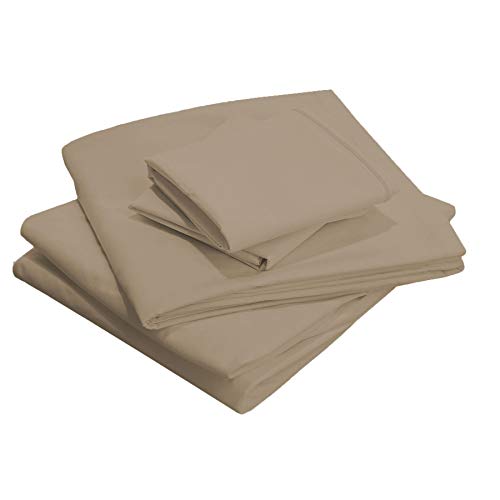 Bedding Empire 15" Deep Pocket Plain 7 Piece Solid Bed Split Sheet Set 100% Egyptian Cotton 500 Thread Count Split Queen Size, Taupe Color #TOP17