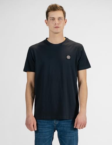 T-shirt col rond bleu marine taille XS en coton confortable pour homme et femme