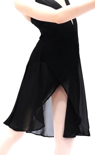 【こもれび屋】 バレエ 巻きスカート 大人用 ジュニア 子供用 シフォン 練習着 ロングスカート (ブラックロング)