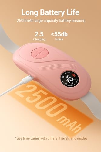 BRONTIX Period Cramp Relief Massager for Women | Portable Cordless Menstrual Pain Relief Heating Pad with 6 Heat & Massage Modes | Electric Periods Cramp Massager | Perfect Gifts for Woman