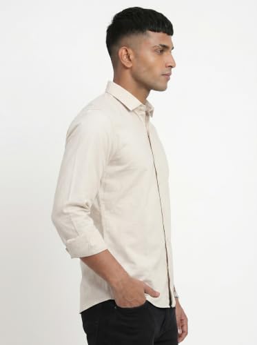 Image of DOXIC Men's Cotton Shirt with Spread Collar Neck Full Sleeves Classic Style Solid Pattern Regular Fit and Standard Length | Formal & Casual Wear Shirts