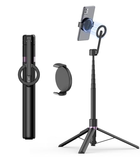 TONEOF 68" Magnetic Tripod Bundle with Phone Mount (Black,1 Pack) Quick Installation & Easy Removal Clip for All Phones/Magnetic Tripod/Smartphone Magnet Mounts