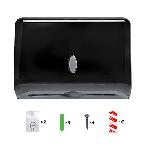 Paper Towel Dispensers, Wall Mount C-Fold/Multifold Paper Towel Dispenser Commercial Toilet Tissue Dispensers Paper Towel Holder for Bathroom, Kitchen(Black)