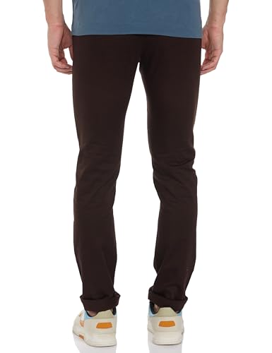 Image of Peter England Men's Slim Fit Stretchable Cotton Satin Casual Trousers | Office & Everyday Wear | Comfortable & Smart Look