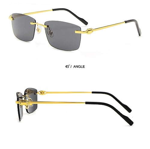 Gafas de sol hombres moda negro de diseño rectangular sin marco y varillas ligeras 3