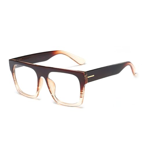 Jurchio Unisex Stylish Square Non-prescription Eyeglasses Glasses Flat Top Big Eyeglass Frames Large lens Clear Lens Eyewear (Leopard)