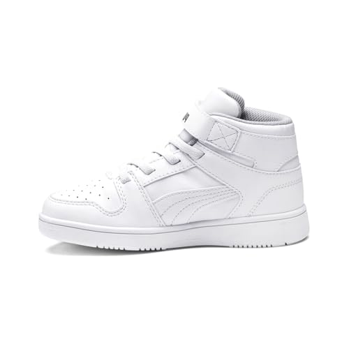 Image of PUMA Unisex-Child Rebound Layup Hook and Loop Sneaker, White Black-Gray Violet, 13 M US Little Kid