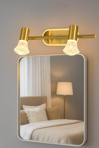 Image of FILLISKA 3 in 1 Double Wall spot /Picture /Display /Mirror Light with Adjustable Head and Colour Changing Function (Classic Gold Crystal-6482)(1 Year Warranty)