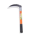 FOCMKEAS 1pce 380mm/14.96in Carbon Steel Billhook Brush Clearing Sickle for Grass,Weeding Tools for Garden,Curved Sawtooth Sickle,Machete Axe for Cutting Trees,Steel Blade Knife in Hand