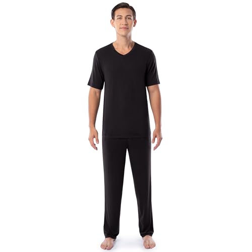 Fruit of the Loom Men's 360 Stretch Short Sleeve V-Neck Top and Pant Sleep Pajama Set