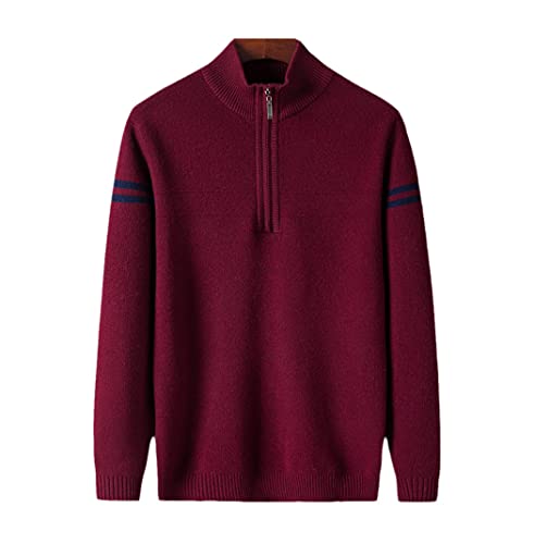 Pull col roulé zippé homme en cachemire mérinos rouge pour rester au chaud stylé
