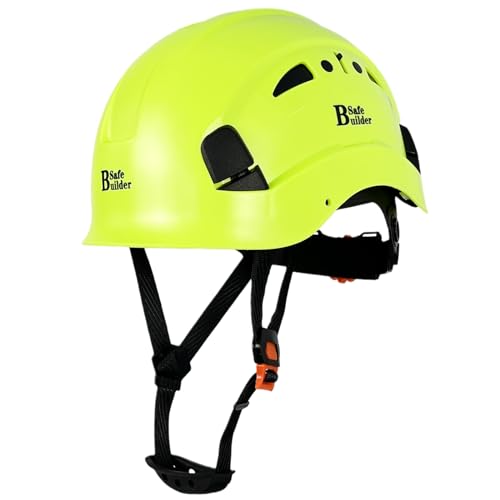 SAFEBUILDER Industrial Safety Helmet with Build-in Visor ABS Hard Hat with Visor Adjustable Ventilation OSHA Approved Hardhats Construction Work Head Protection ANSI/ISEA Z89.1 (Green Hard Hat Only)