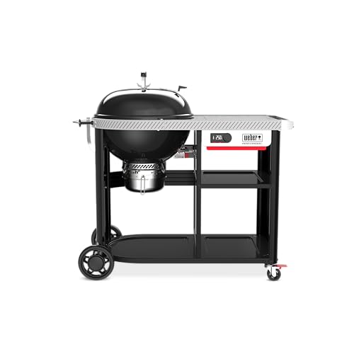 Image of Weber Performer 22‑Inch Premium Smart Charcoal Grill for Outdoor Cooking - Black, Porcelain-Enameled Finish, Wi-Fi Enabled with Prep Table, Weber Works Side Table & Side Rail, Kettle