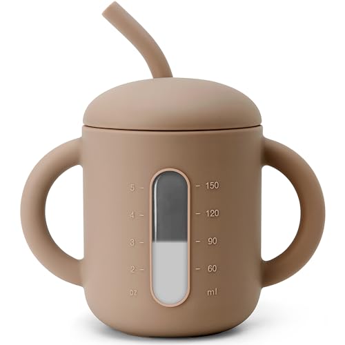 Image of SAMiGO Silicone Sippy Cup, Baby Straw Cup for 6 12 18 Months, Sippy Cup with Straw for Toddlers 1-3 Years, Baby Water Cup for Drinking and Training, 6 oz