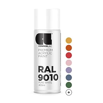 Cosmos LAC Acrylic Paint Spray Can in Many RAL Colours, 400 ml Spray Can Perfect for DIY, Upcycling and Other Painting Work RAL 9010 GLOSS WHITE N300