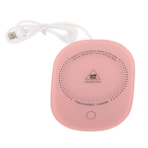 Acouto Calentador Automático de Tazas de café, Calentador de Bebidas USB, Calentador de Copa de Cerámica para Escritorio, Cocina, Oficina, con Verde, Rosa, Excelentes Regalos para (Pink)