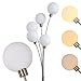 Produktbild Stehlampe Bernado stufenlos dimmbar, Stehleuchte in Stahl gebürstet, 5-flammig, Echtglas-Kugeln, G9, moderne Bogenlampe für Wohnzimmer, Schlafzimmer, Flur, mit Fußschalter am Kabel, ohne Leuchtmittel