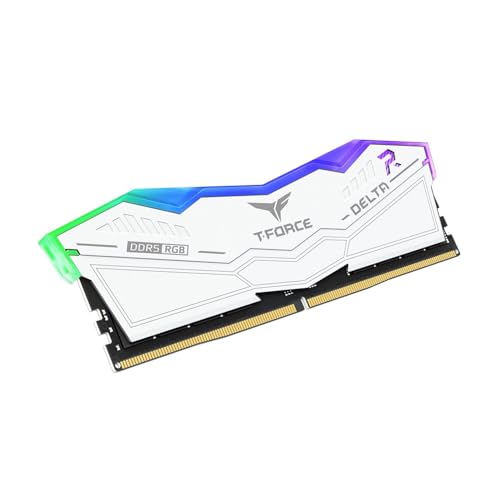 Image of TeamGroup T-Force Delta RGB 2x32GB 6400MHz (6400MT /s) CL40 White 64GB DDR5 RAM Kit, Desktop Gaming Memory, Metal Heatsink, ARGB Sync, ECC, XMP 3.0 /Expo, for Intel /AMD CPU - FF4D564G6400HC40BDC01