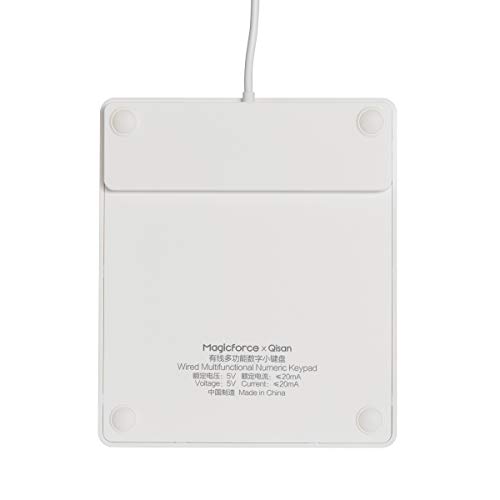 Qisan Numeric Keypad Wired Numpad 26 Keys Mini Slim External Portable Keypad for Banking, Financial Securities(White)