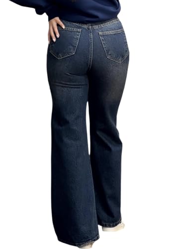 Image of Women's Flare High Waisted Bell Bottom Wide Leg Stretch Classic Denim Pants