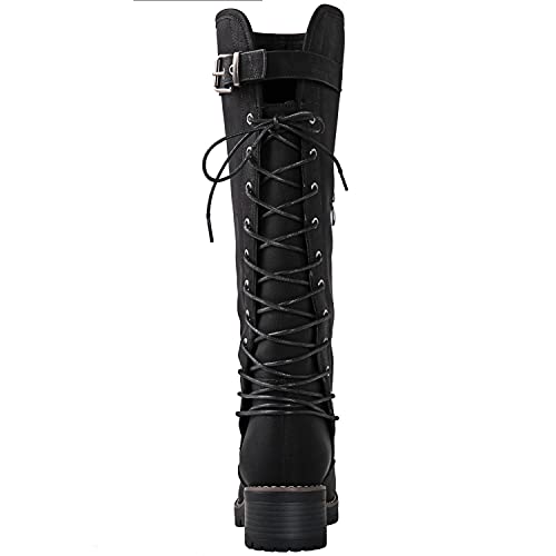 Globalwin GW-W19YY29-1-SZ-8 Women'S Chunky Heel Black Lace Up Back Knee High Fashion Boots 8M thumb #4