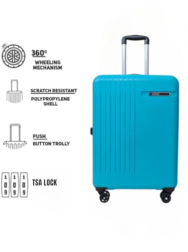 Image of Polypropylene Hard Shell 8 Wheels 360 Degree Safari Xylo Medium 24 Inch Trolley Bag with TSA Lock, Teal Green and 7.5 Years Warranty