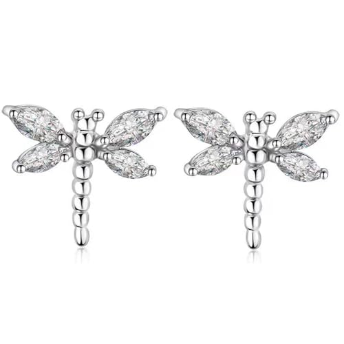 Sterling Silver Cute Dragonfly Stud Earrings