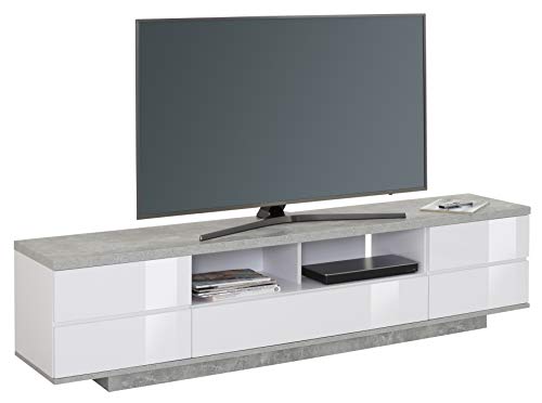 MAJA Möbel Lowboard betonoptik - weiß Hochglanz