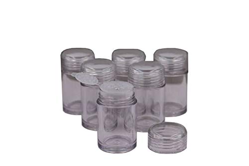 6 Pcs Plastic Loose Powder Jar 10g Clear Refillable Face Powder Case Cosmetic Sample Pots Bottles Eyeshow Powder Box Concealer Powder Sifter Container with 12 Holes (clear lid)
