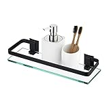 EXTRA-DICK GEHÄRTETES GLAS: Diese Glasablage für Badezimmer ist mit 8 mm dickem gehärtetem Glas versehen. Wenn das Glas versehentlich zerbrochen wird, handelt es sich nicht um ein gezacktes Stück, sondern um winzige und körnige Splitter, die Menschen, insbesondere Kindern, keinen Schaden zufügen.