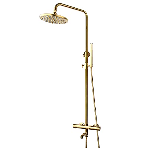 Mélangeur à double poignée avec douche à main et pomme de douche or - 2