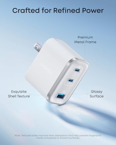 Anker Nano 70W Max 3-Port Fast Charger USB C, Type C Charger Fast Charging | Compact and Stylish USB C Charger Block, for iPhone 17/17 Pro Max/16 Series, MacBook Pro, iPad (Black, Cable Included)