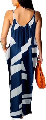 Image of Women's Casual Summer Maxi Dresses Sleeveless Adjustable Spaghetti Strap Loose Plus Size Dresses