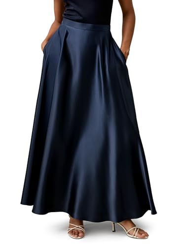 LilySilk 100% Silk Skirt A Line Umbrella Maxi Floor Length Skirt Side Zipper Pleated High Waist Luxury Dress