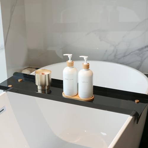 Image of Bathroom Soap Dispenser Set, Bamboo Pumps & Tray, Lotion Dispenser, and Hand Soap Dispenser Bathroom Counter Decor. (White)