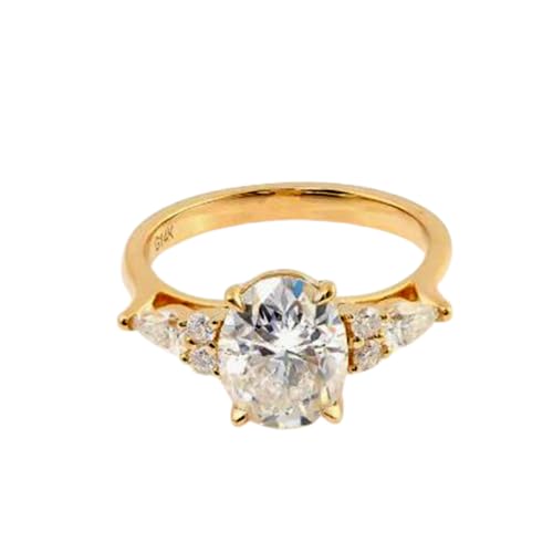 Bague de fiançailles moissanite ronde argent 925 plaqué or femme RNG-1424