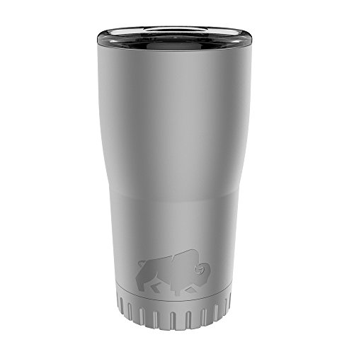 Silver Buffalo NL112395 Double Walled Stainless Steel Travel Tumbler, 20-Ounces, Matte Silver