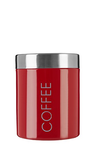 Premier Housewares 0508679 Boîte à Café en Émail Rouge et Couvercles en Acier Inoxydable Satiné