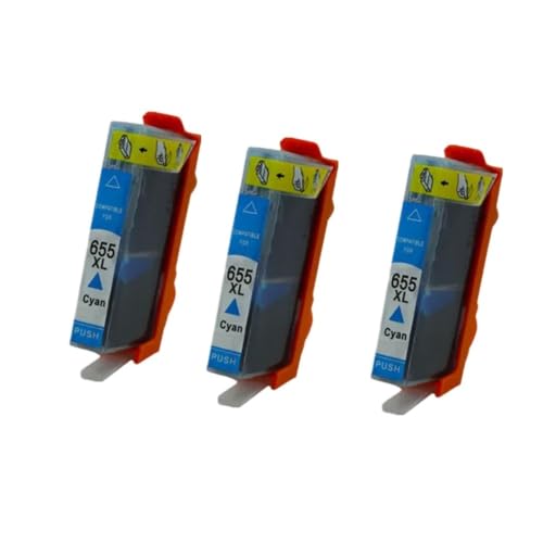 Cartouche encre 655 xl cyan compatible imprimante HP 3525 4615 4625 5525 3pcs