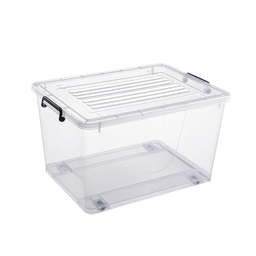 Jocca - Caja de Almacenaje con Ruedas y Tapa, con Clips Grandes/Plástico Duro/Almacena tu Ropa, Juguetes../ Organización en Casa/Baúl Organizador (34 * 57 * 42)