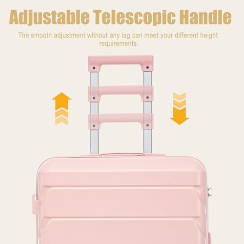 Image of 28 Inch ABS Hard Shell Large Luggage With Combination Lock and Side Hooks, Pink