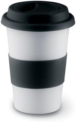 eBuyGB Insulated Takeaway Travel Mug with Silicone Lid, Ceramic, Black, 400 ml