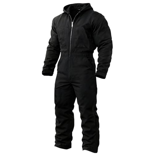 Generisch Combinaison de travail noire à manches longues pour activités de plein air par temps froid Combinaison de protection d'hiver pour homme, Noir , XXL